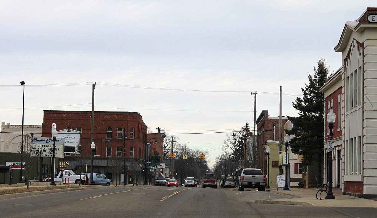 Downtown Fowlerville along Grand Avenue at Church Street in February 2012