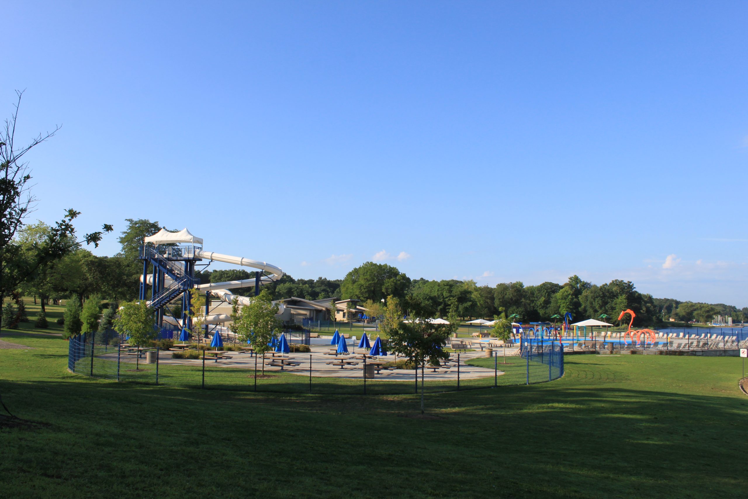 Martindale Beach recreation area and water attractions at Kensington Metropark